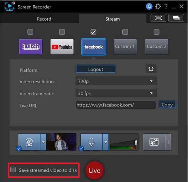 Screen Recorder 4 - Gestreamtes Video auf Festplatte speichern