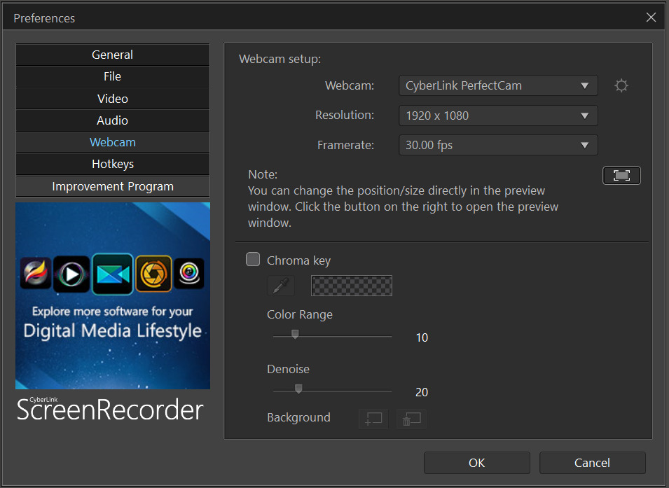 ScreenRecorder - Webcam-Einstellung